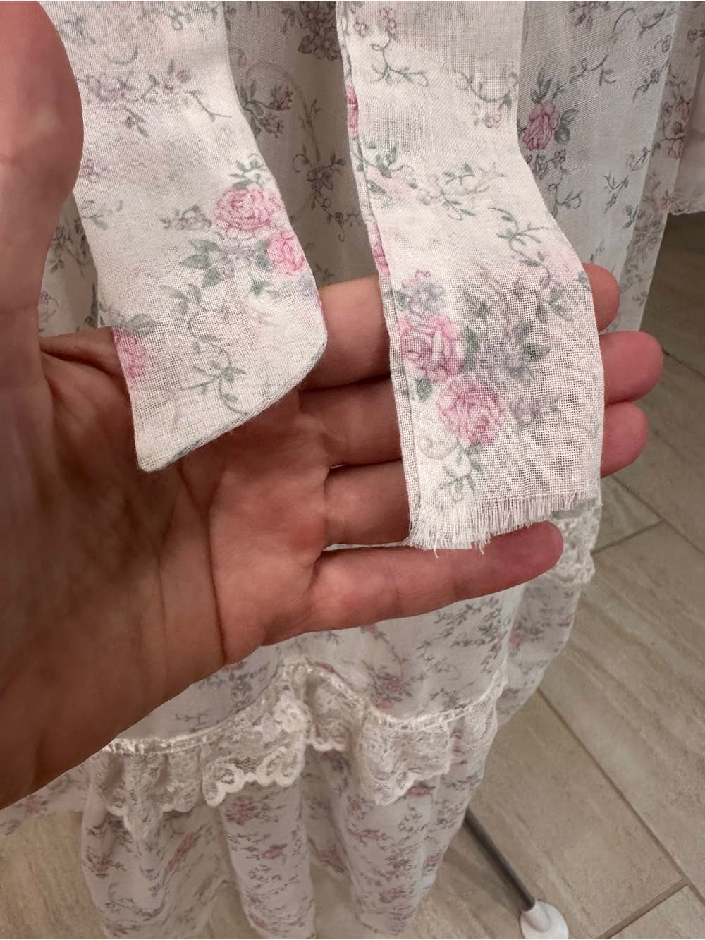 VTG Gunne Sax Cottagecore Floral Romantic Lace Trim Prairie Sheer Sleeves Dress - Picture 9 of 16